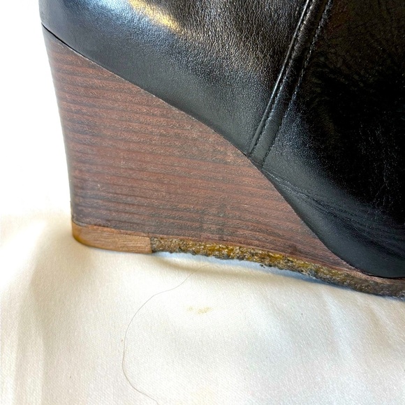 Black Leather Wedge Boots - Picture 4 of 11